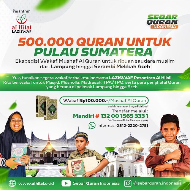 Penerbit Jabal Laz Al Hilal Kerja Sama Salurkan Wakaf Quran Sumatera